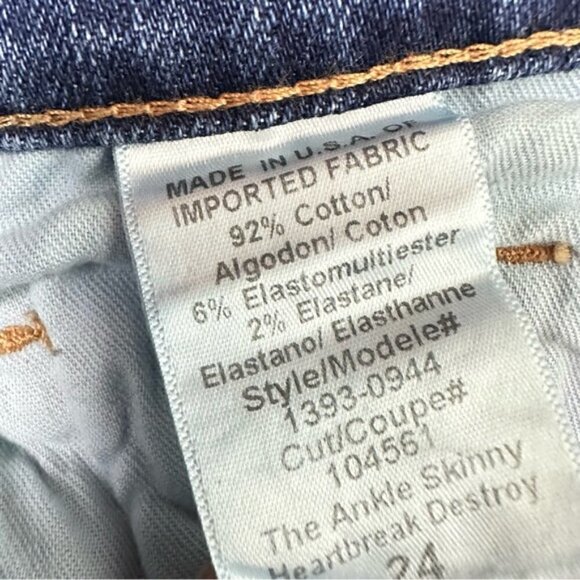 The Curren/Elliot The Ankle Skinny Cheville Distressed Denim Blue Jeans Size 24 - Picture 6 of 7